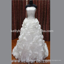 2012 Hot Style Strapless Ruffle Organza estilo europeu vestidos de noiva